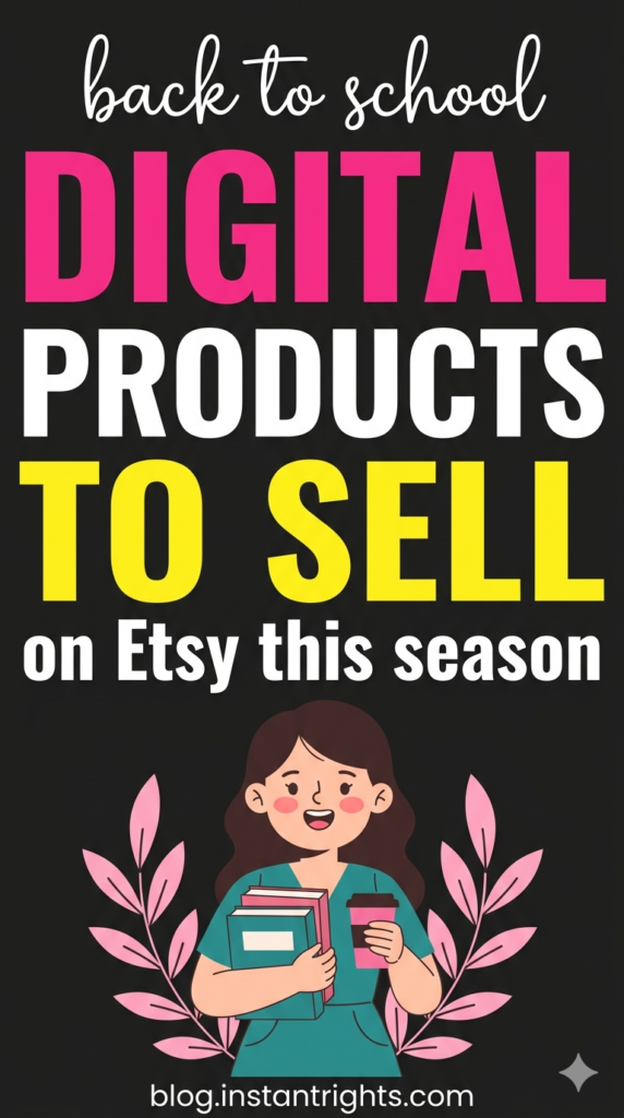Dark bold pin — back to school digital products to sell on Etsy this season