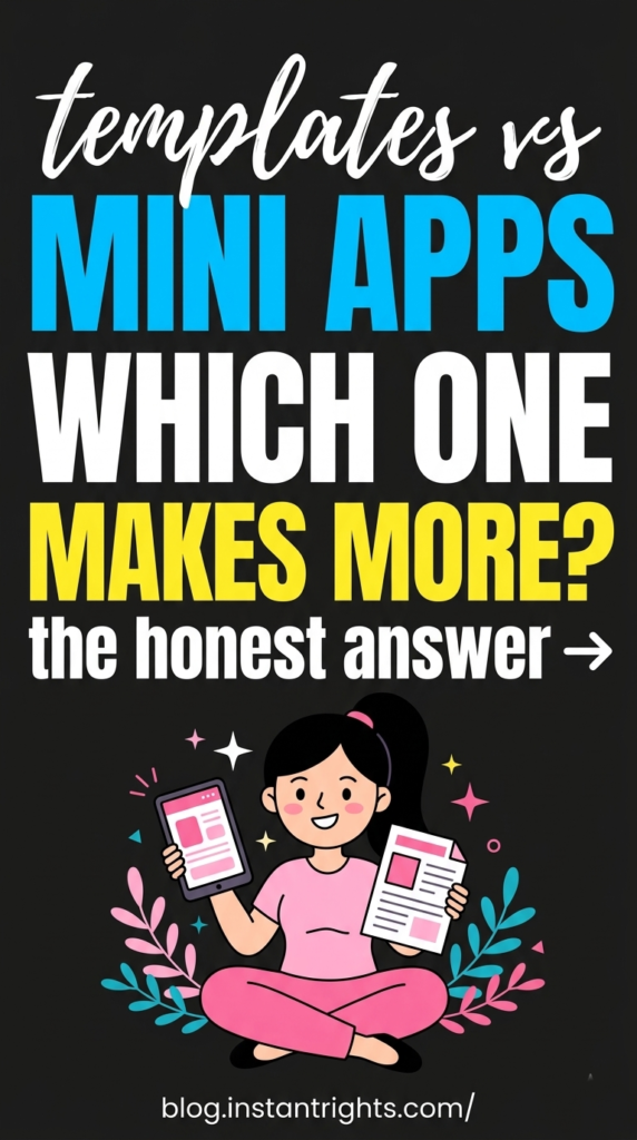 Dark bold pin — templates vs mini apps which digital product makes more money