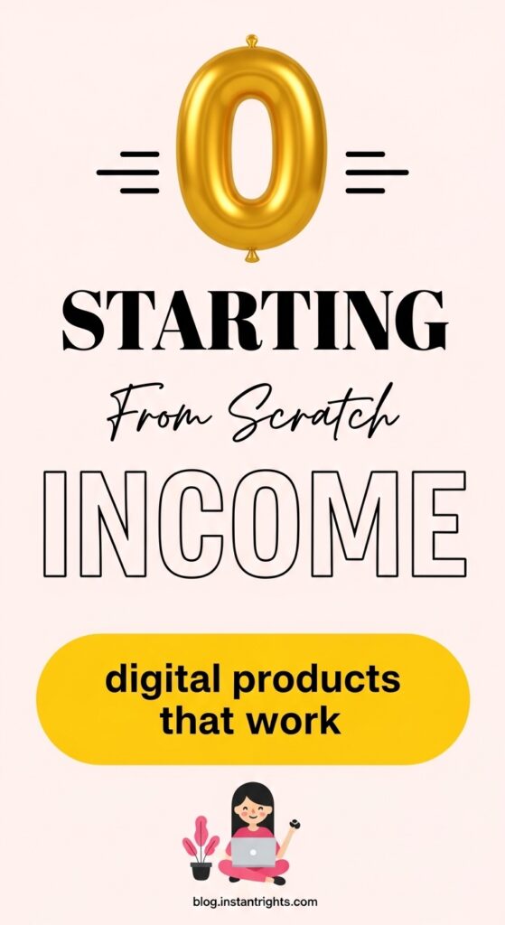 Light pink pin — starting from zero income with digital products online