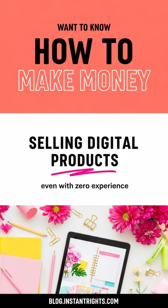  Coral split Pinterest pin — how to make money selling digital products