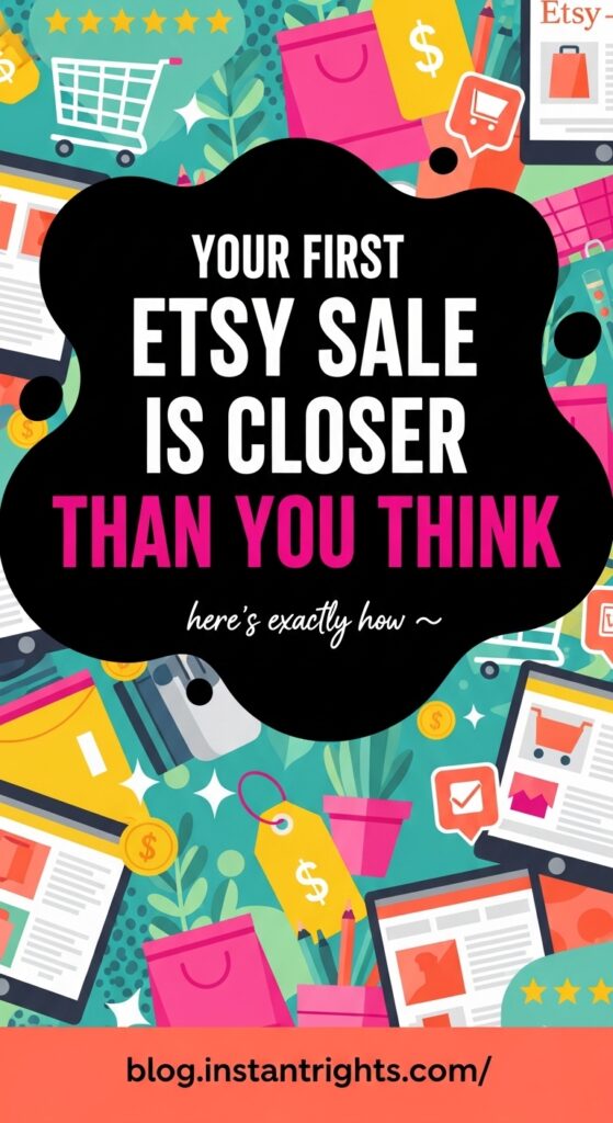 Illustrated blob pin — your first Etsy digital product sale is closer than you think