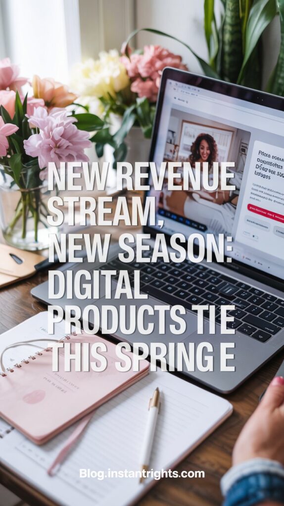 Black and yellow Pinterest pin — new revenue stream digital products to sell this spring