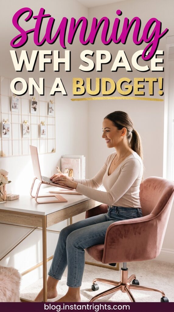 Cozy work from home corner desk setup with ring light cable organizer and plant